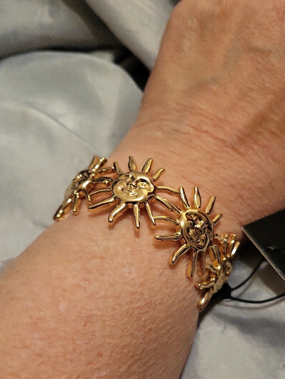 House of Harlow 1960 Gold Sunface Link Bracelet Sun Ta